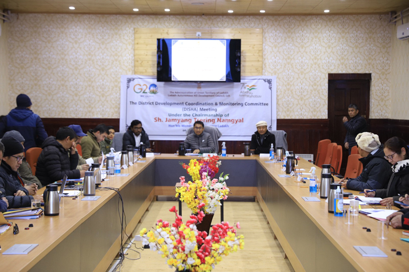 MP Ladakh, Jamyang T. Namgyal chairing DISHA meeting at Leh on Friday. MP Ladakh, Jamyang T. Namgyal chairing DISHA meeting at Leh on Friday.