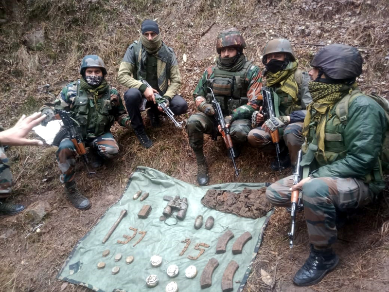 Security personnel pose with recovery made at Mendhar. Excelsior/Rahi Kapoor Security personnel pose with recovery made at Mendhar. Excelsior/Rahi Kapoor