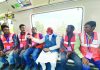 Prime Minister Narendra Modi taking metro ride, in Bengaluru on Saturday. (UNI)