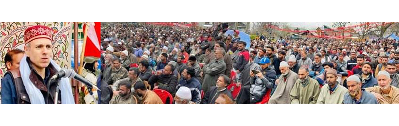 NC Vice President Omar Abdullah addressing party workers in Khansahib area of Budgam. NC Vice President Omar Abdullah addressing party workers in Khansahib area of Budgam.