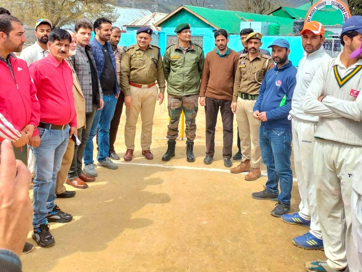 Police officials and players during inaugural ceremony of the tournament at Banihal on Wednesday. Police officials and players during inaugural ceremony of the tournament at Banihal on Wednesday.