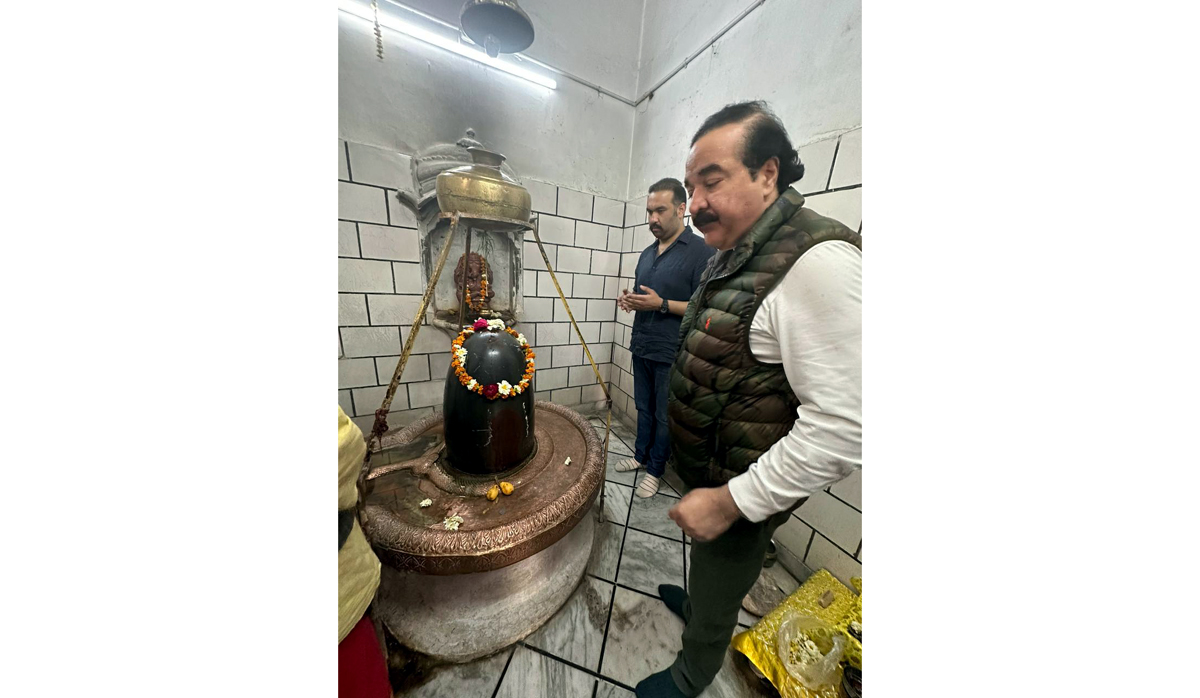 Ajatshatru Singh, Trustee, J&K Dharmarth Trust, performing pooja at Ram Temple in Sagoon village of Jammu district on Friday. Ajatshatru Singh, Trustee, J&K Dharmarth Trust, performing pooja at Ram Temple in Sagoon village of Jammu district on Friday.
