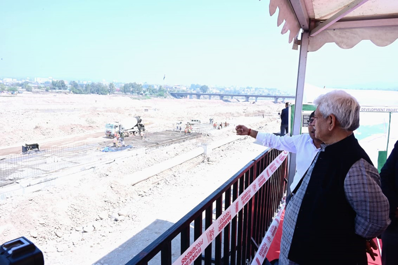 LG Manoj Sinha inspecting Tawi River Front project in Jammu on Saturday. LG Manoj Sinha inspecting Tawi River Front project in Jammu on Saturday.