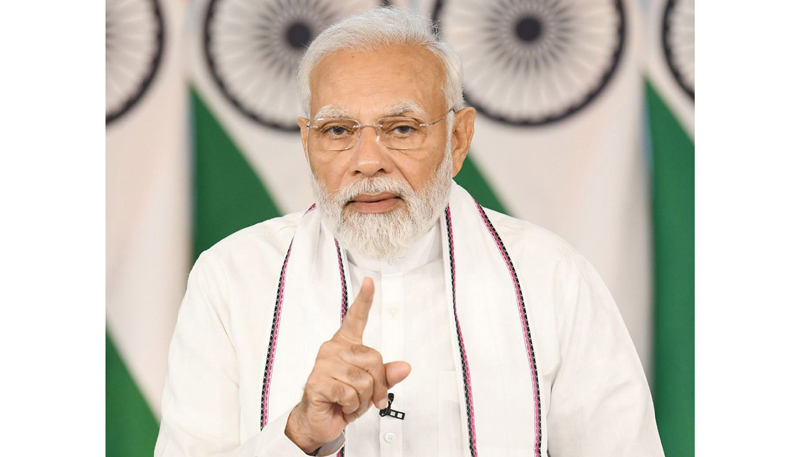 Prime Minister Narendra Modi addressing post budget webinar on ‘Health and Medical Research’ in New Delhi on Monday. (UNI) Prime Minister Narendra Modi addressing post budget webinar on ‘Health and Medical Research’ in New Delhi on Monday. (UNI)