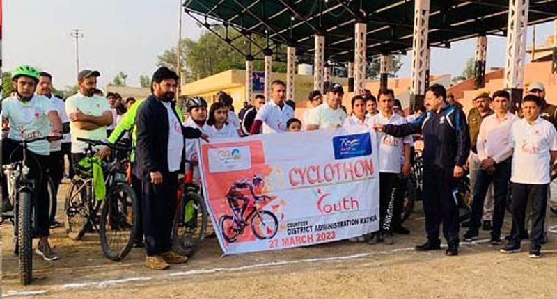 DC Kathua flagging off half marathon at Kathua on Tuesday. DC Kathua flagging off half marathon at Kathua on Tuesday.