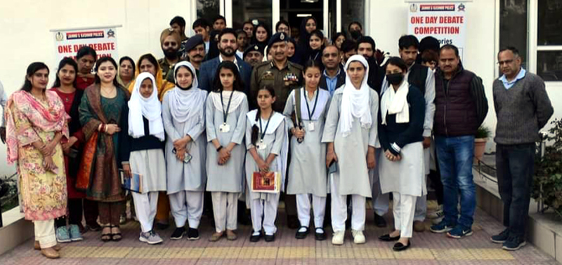 Winners of debate posing with DIG Rajouri-Poonch Range, Dr Mohd Haseeb Mughal and others in Rajouri. Winners of debate posing with DIG Rajouri-Poonch Range, Dr Mohd Haseeb Mughal and others in Rajouri.