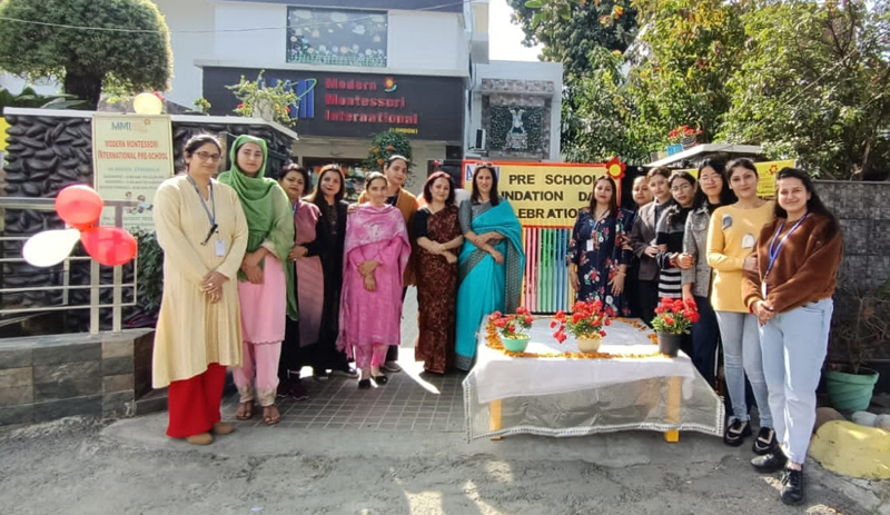 Management of MMI Preschool Jammu branch posing for a group photograph during the celebration of Foundation Day at Jammu on Wednesday. Management of MMI Preschool Jammu branch posing for a group photograph during the celebration of Foundation Day at Jammu on Wednesday.