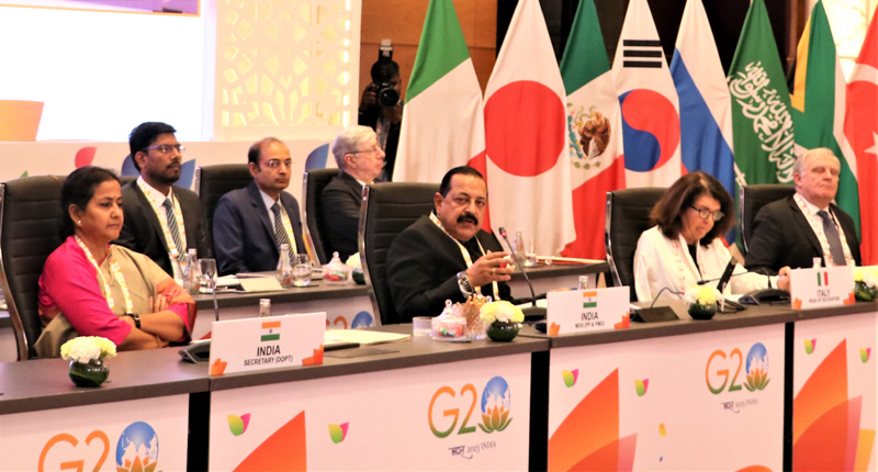 Union Minister Dr Jitendra Singh chairing and addressing the G20 meeting of Union Minister Dr Jitendra Singh chairing and addressing the G20 meeting of