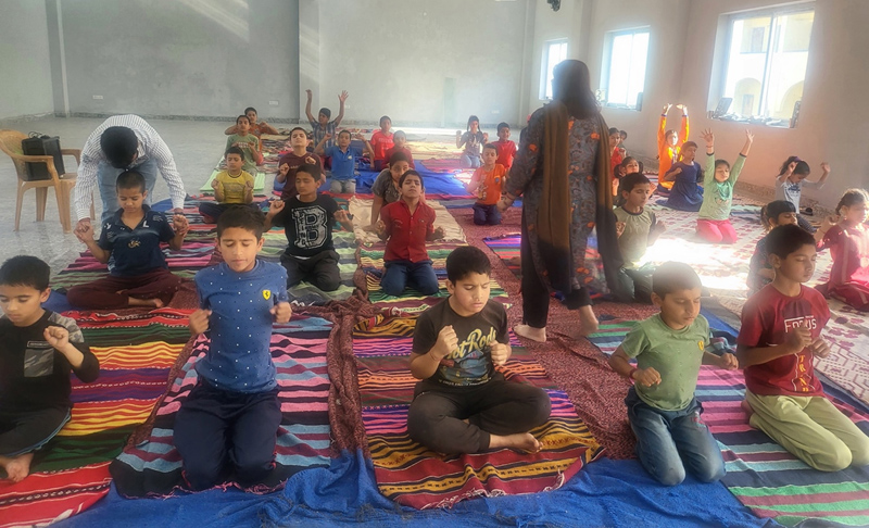 Children during a workshop of Utkarsha Yoga organized by Art of Living and Gandhian Centre for Peace and Conflict Studies in Jammu. Children during a workshop of Utkarsha Yoga organized by Art of Living and Gandhian Centre for Peace and Conflict Studies in Jammu.