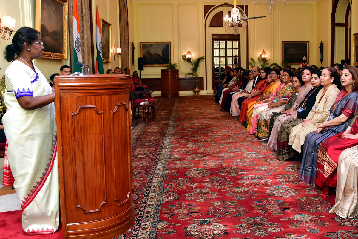 President Droupadi Murmu meets IAS Officers promoted from State Civil Services at Rashtrapati Bhavan on Monday. President Droupadi Murmu meets IAS Officers promoted from State Civil Services at Rashtrapati Bhavan on Monday.