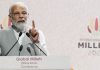 Prime Minister Narendra Modi addressing at the Global Millets (Shree Anna) Conference on the occasion of International Millets Year 2023 at Subramaniam Hall (PUSA), in New Delhi on Saturday. (UNI)