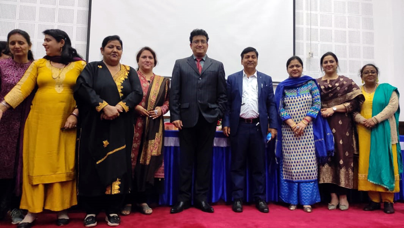 Dignitaries and teachers during a training programme on Saturday. Dignitaries and teachers during a training programme on Saturday.