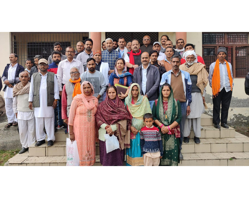 BJP leaders during a meeting at Mandal Nagrota on Friday. BJP leaders during a meeting at Mandal Nagrota on Friday.
