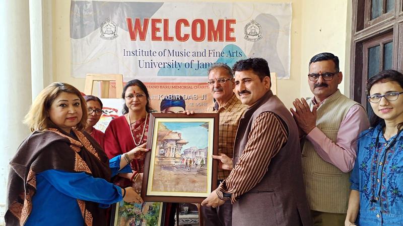 An artist displaying his work at a camp organized by Master Sansar Chand Baru Memorial Trust in Jammu. An artist displaying his work at a camp organized by Master Sansar Chand Baru Memorial Trust in Jammu.