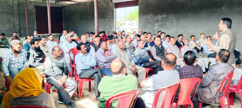 BJP spokesman, Ranbir Singh Pathania addressing a meeting at Majalta in Udhampur on Wednesday. BJP spokesman, Ranbir Singh Pathania addressing a meeting at Majalta in Udhampur on Wednesday.