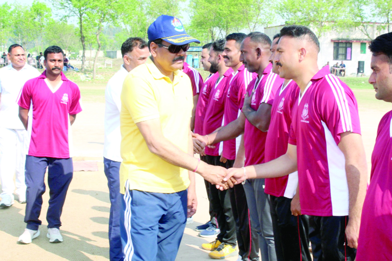 DIG GC CRPF Hiranagar Manoj Kumar interacting with players at Hiranagar on Saturday. DIG GC CRPF Hiranagar Manoj Kumar interacting with players at Hiranagar on Saturday.