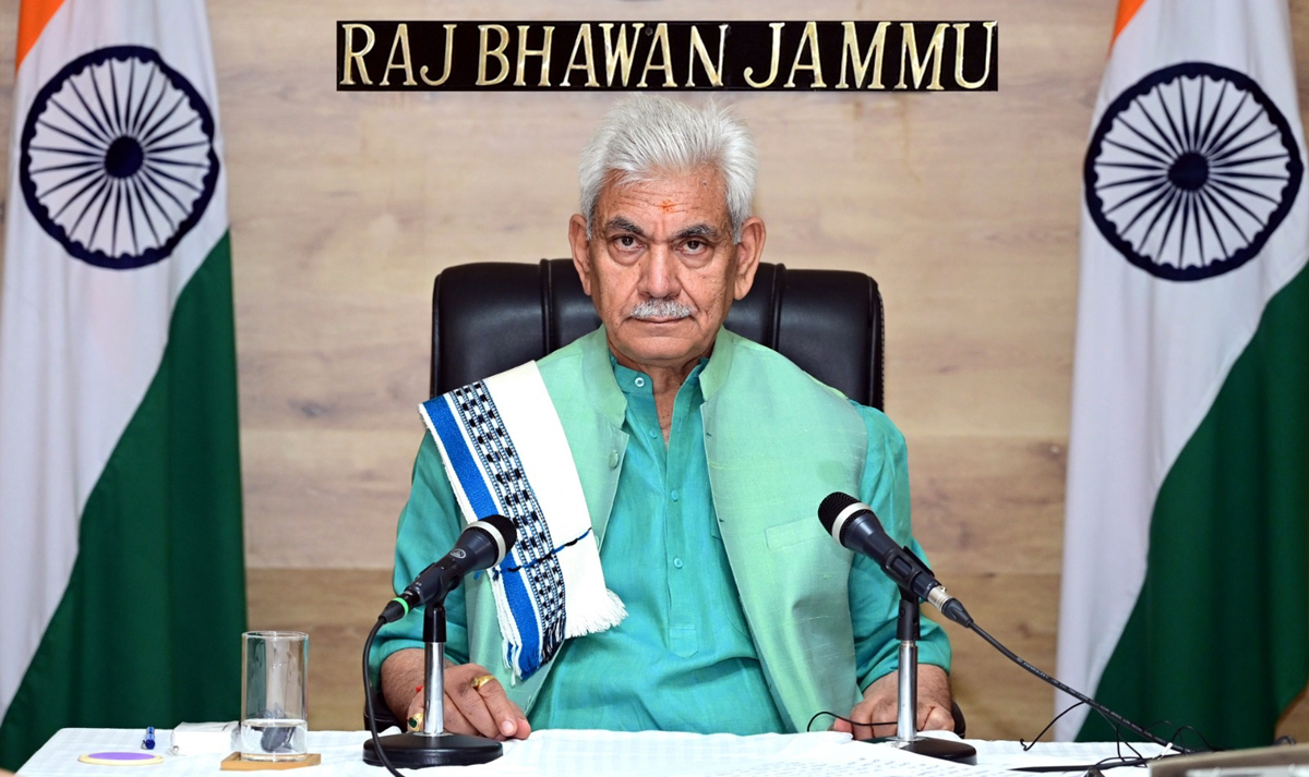 LG Manoj Sinha addressing ‘Awaam Ki Awaaz’ on Sunday. LG Manoj Sinha addressing ‘Awaam Ki Awaaz’ on Sunday.