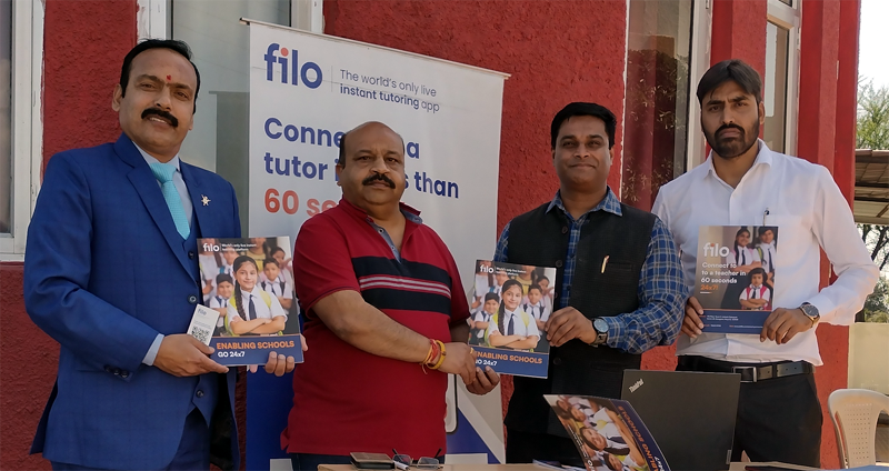 FILO representative posing with Bhargava Public School management at Samba on Friday.