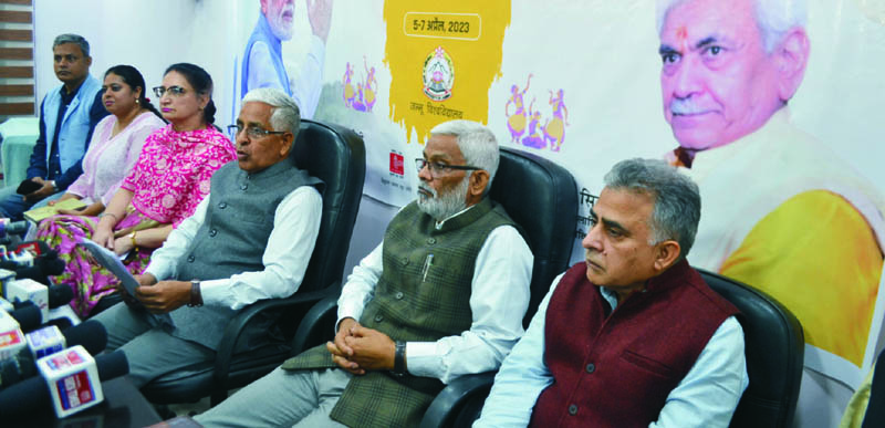 JU Vice-Chancellor alongwith others addressing a press conference on Monday. JU Vice-Chancellor alongwith others addressing a press conference on Monday.