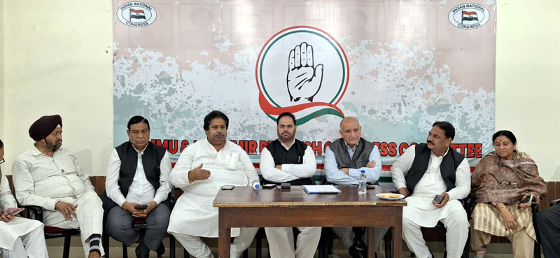 Senior PCC leaders during meeting in Jammu. Senior PCC leaders during meeting in Jammu.