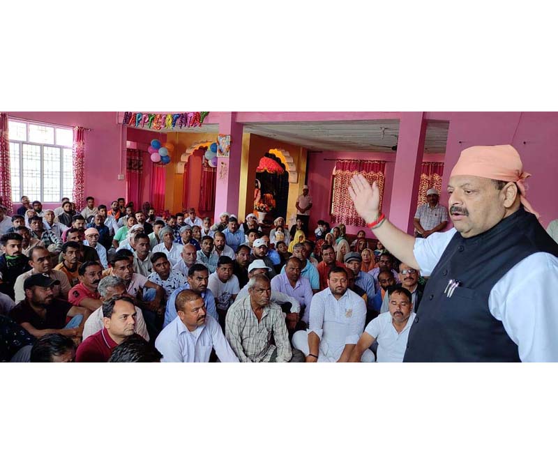 Senior BJP leader Devender Singh Rana speaking during meeting at Nagrota. Senior BJP leader Devender Singh Rana speaking during meeting at Nagrota.