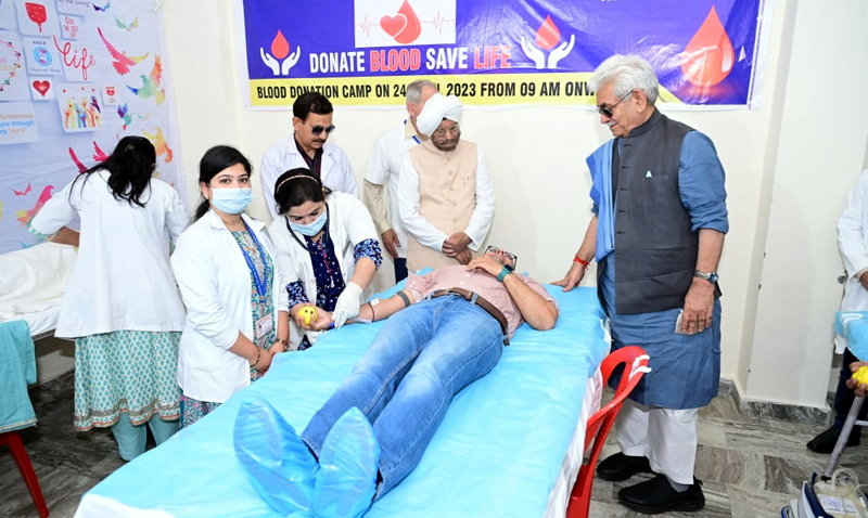Lt. Governor during a blood donation camp. Lt. Governor during a blood donation camp.