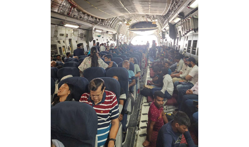 Indian Air Force transport aircraft evacuating Indians trapped in conflict-torn Sudan as part of the rescue opration Kaveri on Thursday. (UNI) Indian Air Force transport aircraft evacuating Indians trapped in conflict-torn Sudan as part of the rescue opration Kaveri on Thursday. (UNI)