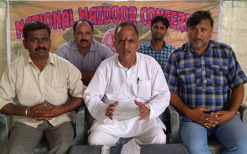 NMC president, Subash Shastri addresses a meeting at Jammu on Monday. NMC president, Subash Shastri addresses a meeting at Jammu on Monday.