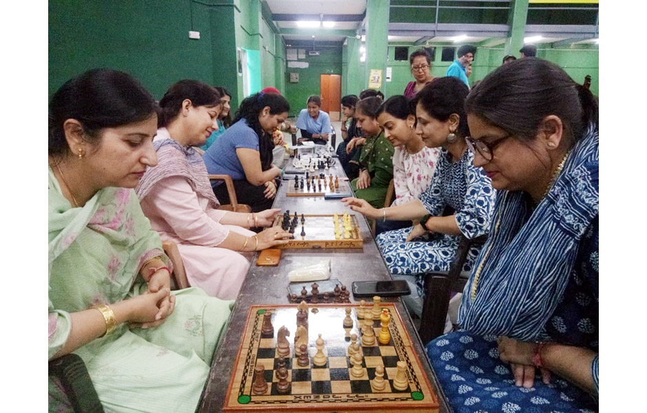 Players evincing keen interest during the Chess games at Jammu University on Wednesday.