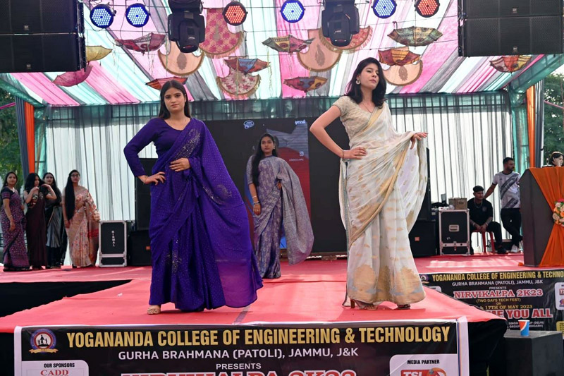 Students presenting ramp walk during Tech Fest at YCET Jammu on Wednesday.
