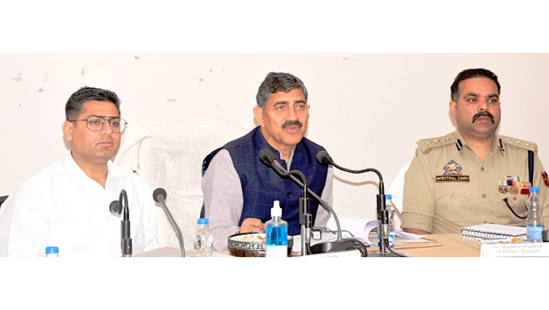 MP Jugal Kishore Sharma chairing DISHA meeting at Rajouri.