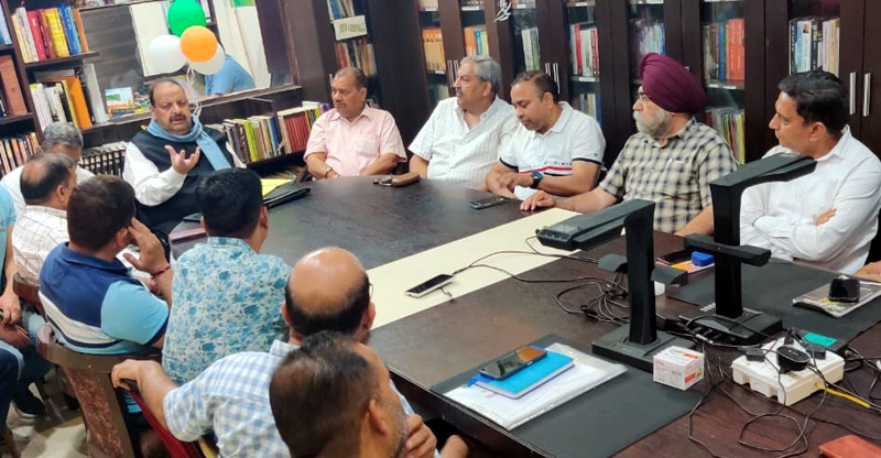 Senior BJP leader Devender Rana addressing meeting of Convenors, Co-convenors of all BJP cells in Jammu on Tuesday. Senior BJP leader Devender Rana addressing meeting of Convenors, Co-convenors of all BJP cells in Jammu on Tuesday.