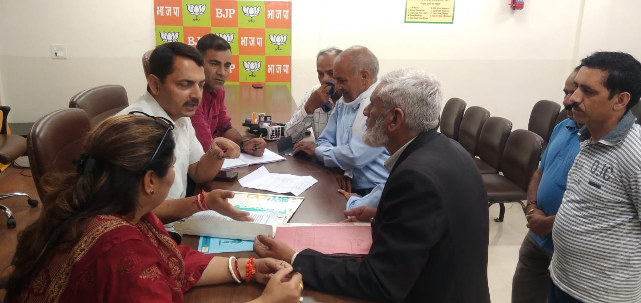 BJP leaders listening public grievances at Jammu on Tuesday