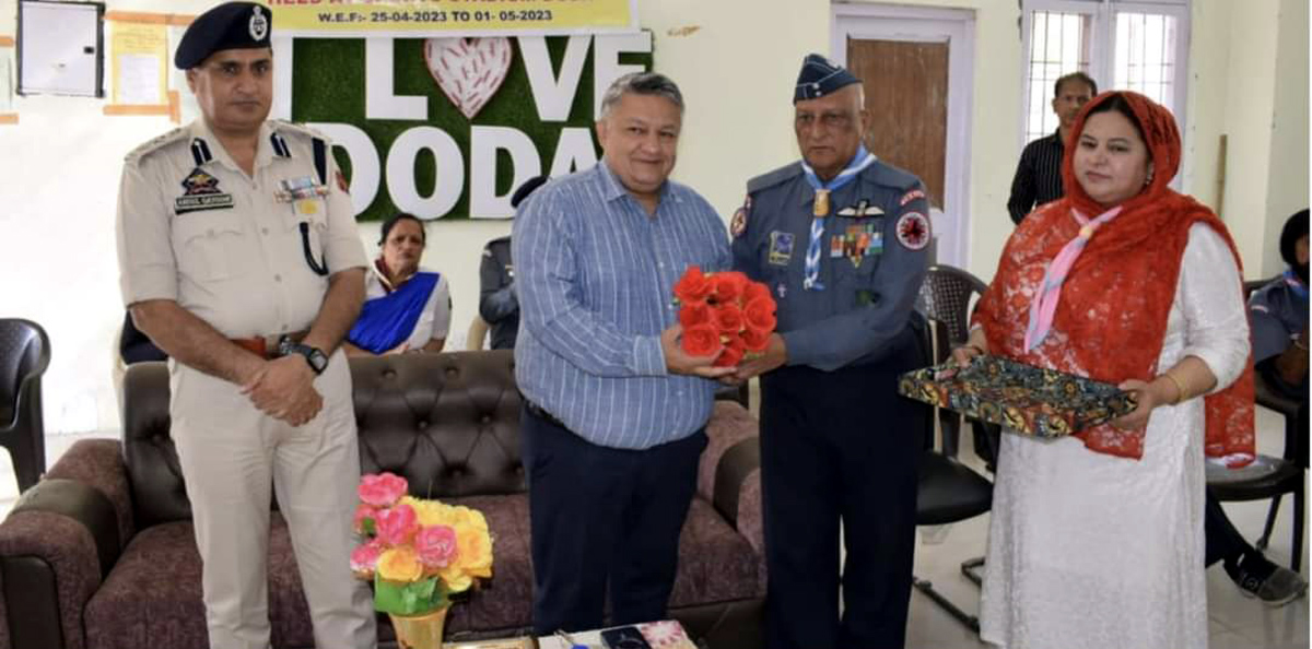Organizers welcoming special guests at a function of Bharat Scouts & Guides in Doda. Organizers welcoming special guests at a function of Bharat Scouts & Guides in Doda.