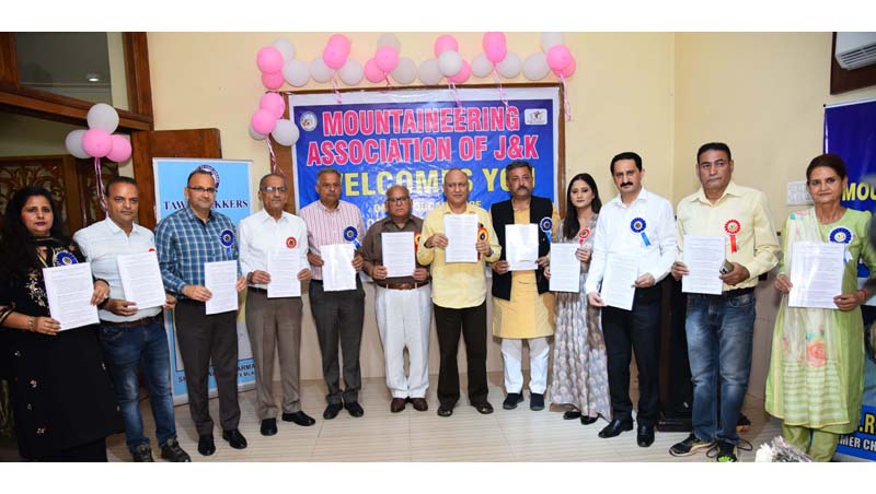Former Union Home Secretary Anil Goswami and other dignitaries releasing the Calendar of Activities of MAJK for the year 2023-24. Former Union Home Secretary Anil Goswami and other dignitaries releasing the Calendar of Activities of MAJK for the year 2023-24.