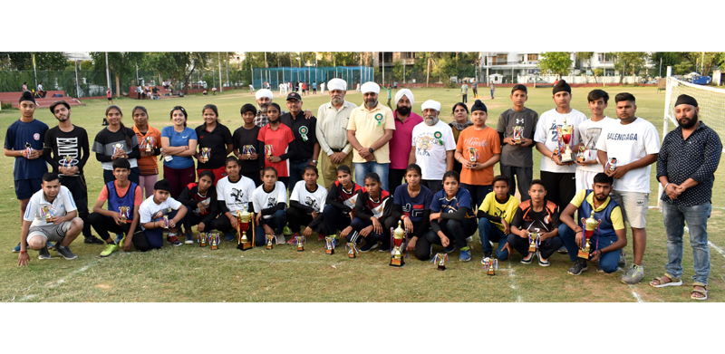 Winners posing for a group photograph along with dignitaries at Jammu on Sunday. Winners posing for a group photograph along with dignitaries at Jammu on Sunday.