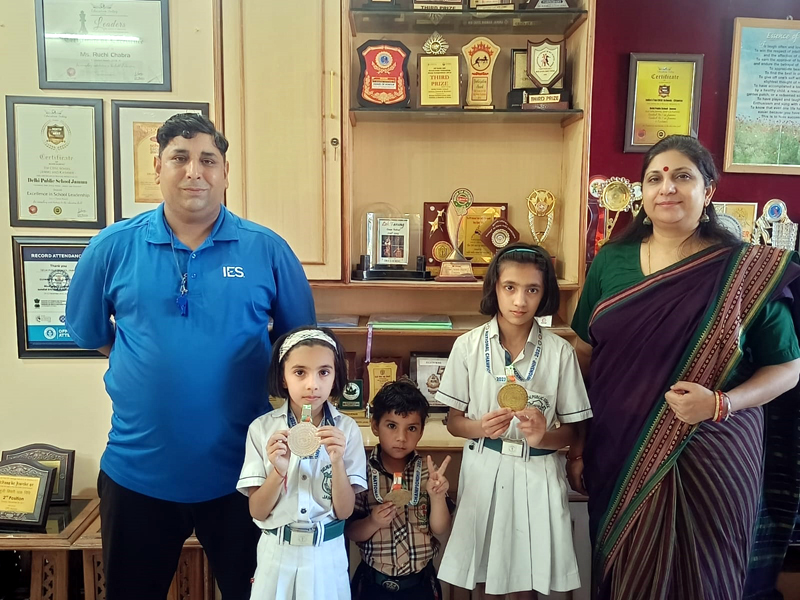 Students of DPS Jammu pose for photograph with medals they won in National Taekwondo Championship. Students of DPS Jammu pose for photograph with medals they won in National Taekwondo Championship.