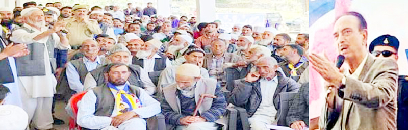 DPAP chairman, G N Azad addressing workers meeting at Changa in Doda on Monday. DPAP chairman, G N Azad addressing workers meeting at Changa in Doda on Monday.