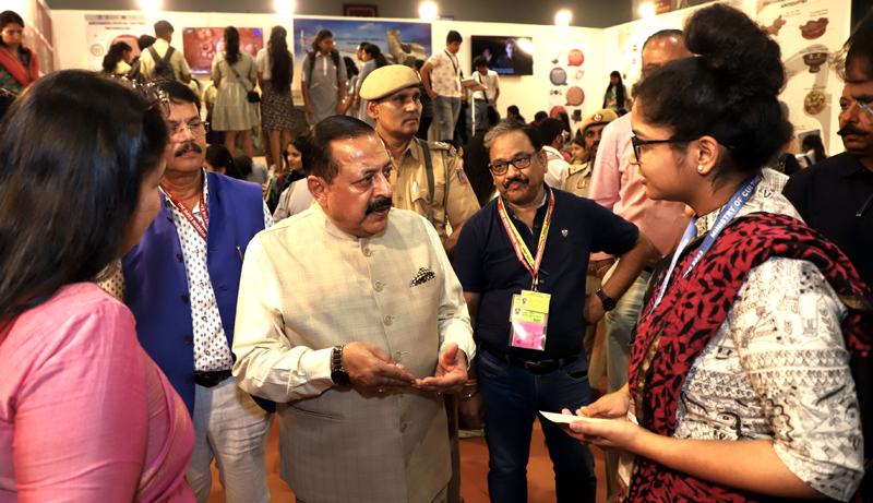 Union Minister Dr Jitendra Singh going around different pavilions during his visit to the first-ever 3-day International Museum Expo 2023 at Pragati Maidan, New Delhi on Saturday.