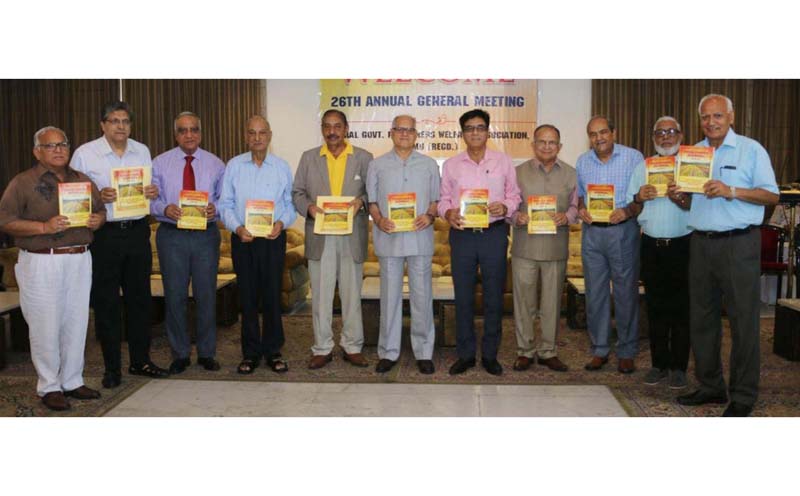 Members of CGPWA Jammu releasing a Pensioners' Journal during the 26th AGM on Saturday. Members of CGPWA Jammu releasing a Pensioners' Journal during the 26th AGM on Saturday.