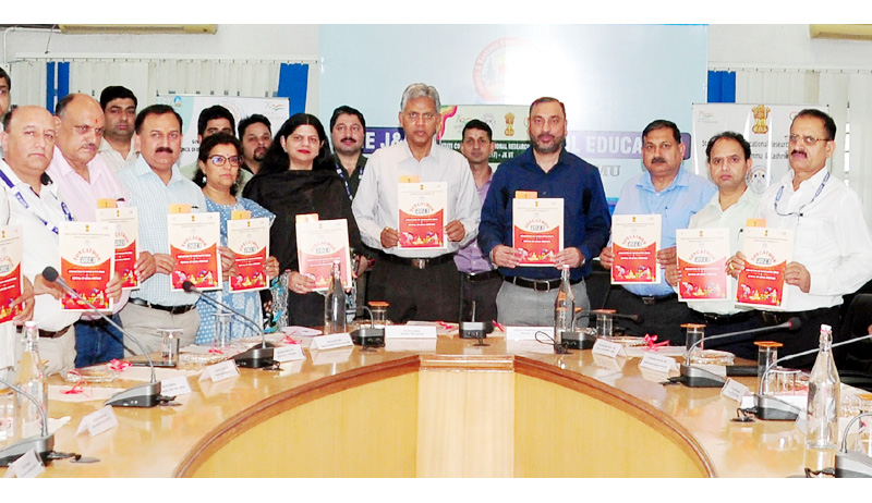 Principal Secy SED, Director SCERT & others launching brochure of Toycathon on Friday.