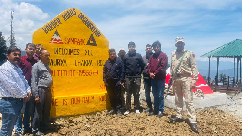 DDC Chairman, Dhanantar Singh along with officers of GREF inaugurating work on Bhaderwah-Bani road. -Excelsior/ Tilak Raj DDC Chairman, Dhanantar Singh along with officers of GREF inaugurating work on Bhaderwah-Bani road. -Excelsior/ Tilak Raj