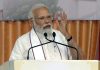 Prime Minister Narendra Modi addresses the Akhil Bhartiya Shiksha Sangh Adhiveshan in Gandhinagar, Gujarat on Friday. (UNI)
