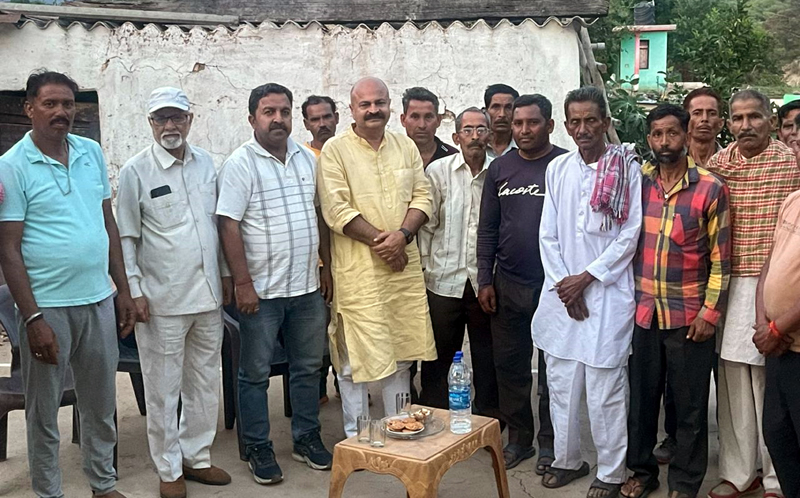 Vice president J&K BJP, Yudhvir Sethi during a meeting at village Lakhetra in Jammu on Saturday.