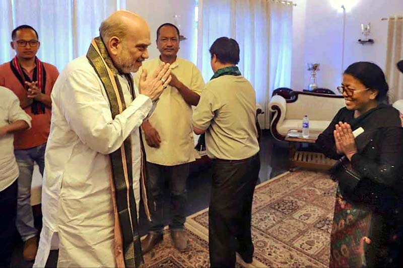 Union Home Minister Amit Shah in a meeting with a Kuki delegation, in Moreh, Manipur. Union Home Minister Amit Shah in a meeting with a Kuki delegation, in Moreh, Manipur.