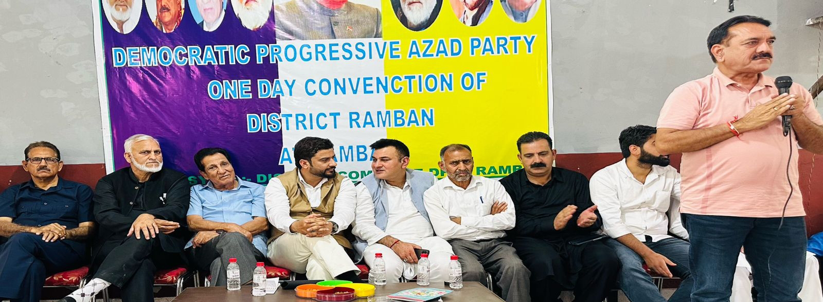 Senior DPAP leader Jugal Kishore addressing party meeting in Ramban on Tuesday.