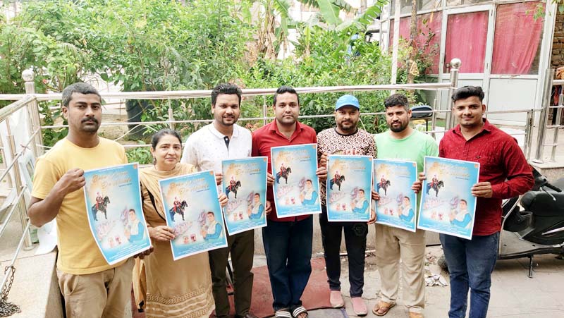 BJP leader Sahil Mahajan along with others releasing devotional song 'Kaliveer Da Akhada' at Jammu on Tuesday.
