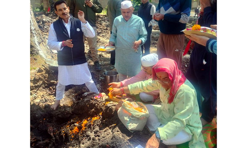 Religious function being held at Navdal shrine Tral on Monday.