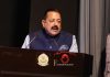 Union Minister Dr Jitendra Singh addressing the National Security Conclave, at Jammu University, Jammu on Monday.
