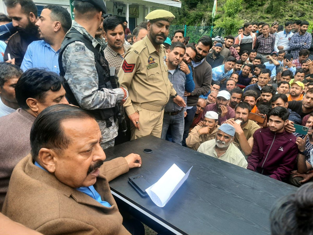 Union Minister Dr Jitendra Singh meeting with people during his visit to Kishtwar on Saturday. Union Minister Dr Jitendra Singh meeting with people during his visit to Kishtwar on Saturday.